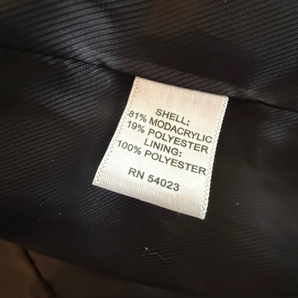 Women's Banana Republic Faux Fur Eye Hook Closure Black Jacket XL -Worn 3X - Picture 8 of 11